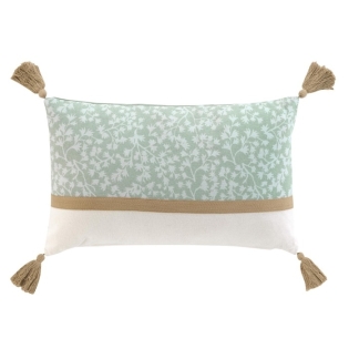 Coussin dehous. compr. pompons 30 x 50 cm coton/polyester imp vivoline des place Sans
