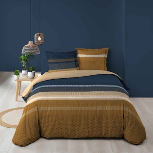 Housse de couette imprimé 260 x 240 cm 100% coton + 2 taies Massaï