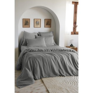 Housse de Couette 240 x 220 cm - Satin d’Eucalyptus Lysandre Granit