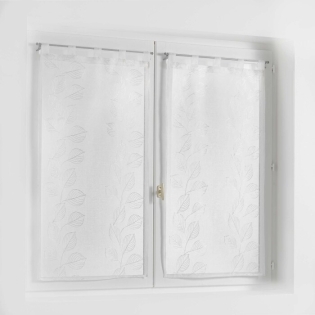 Paire droite passants 2 x 60 x 120 cm voile sable brode edenia Blanc
