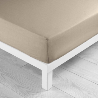 Drap housse 1 personne 90 x 200 cm coton 57 fils lina Sable