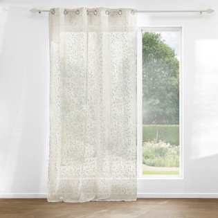 Voilage à Œillets 140 x 240 cm - Voile Sablé Appliqué Métallisé Maïssa
