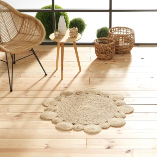 tapis rond déco (0) 90 cm jute ajouré Cordou