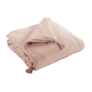 Edredon gaze de coton 150 x 150 cm guimauve Rose
