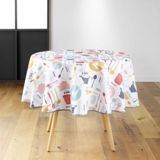 Nappe ronde (0) 180 cm polyester imprime kitchen Multico