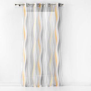 Panneau a oeillets 140 x 280 cm voile sable imprime ondulys Jaune/blanc