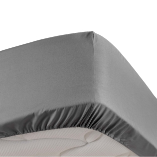 Drap housse anthracite 160 x 200 cm en percale bonnet de 30 cm