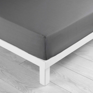 Drap housse 2 personnes 140 x 200 cm uni 57 fils lina Anthracite