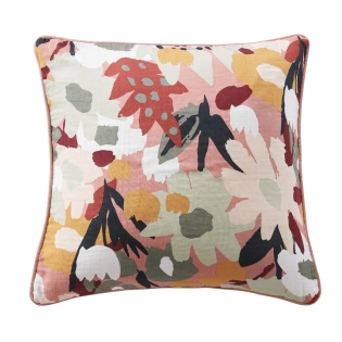 coussin déhoussable avec passepoil 45 x 45 cm gaze de coton imprimée léane