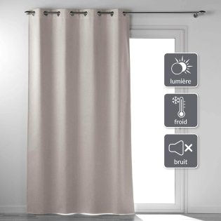 Rideau a oeillets 135 x 260 cm 100% occultant thermique uni occultissime Beige