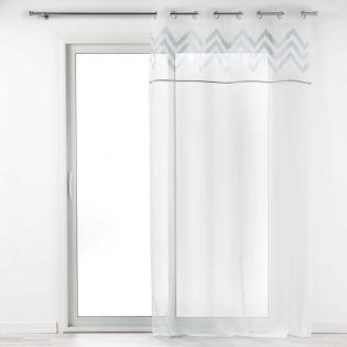 Panneau a oeillets 140 x 240 cm voile sable+top applique metal levi Blanc/argent