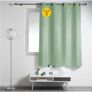 Lot de 2 rideaux petite hauteur 140 x 180 cm Polyester Essentiel Sauge