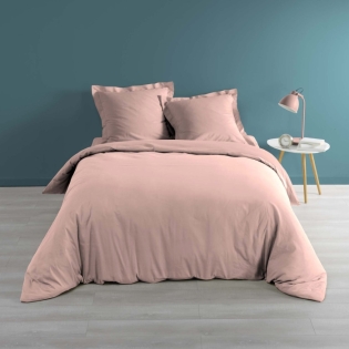 Housse de couette 2 personnes 260 x 240 cm percale uni 78 fils percaline Rose