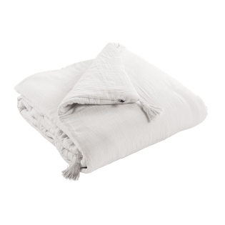 Bout de lit gaze de coton 90 x 220 cm Chantilly Blanc