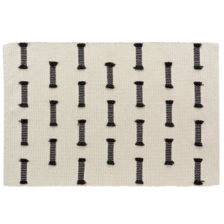 Tapis rectangle 50 x 80 cm coton tisse uni+fils coupes juline Naturel