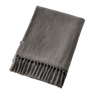Plaid 130x160 cm en coton texturé Sixtine – Gris