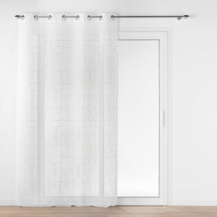 Voilage a oeillets 140 x 240 cm voile sablé brodé metallisé Odessa Or