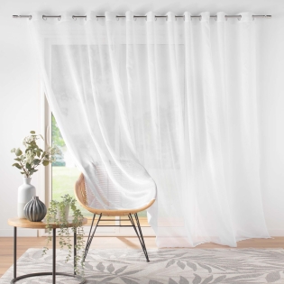 voilage largeur baie vitrée 400 x 240 cm voile sablé Lissea Blanc