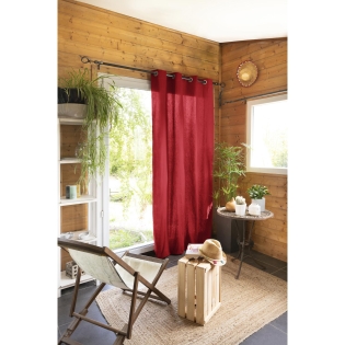 Rideau 100% coton prélavé 140 x 260 cm Kala Rouge cerise