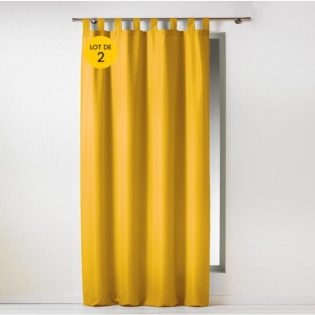 Lot de 2 rideaux 140 x 260 cm unis à passants Essentiel Jaune