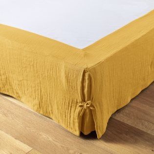 Cache-sommier gaze de coton 140 x 190 cm Gaia Jaune safran
