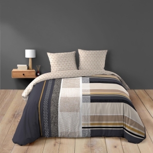 Housse de couette 240 x 220 cm coton 42 fils + 2 taies Romeo