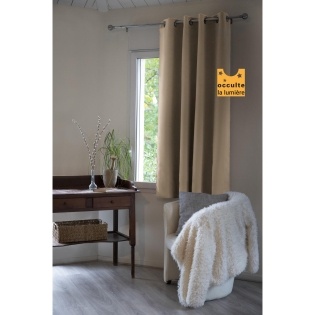 Lot de 4 rideaux occultants à oeillets – 140 x 180 cm – Petite Hauteur Beige