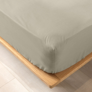 Drap housse Queen size 160 x 200 x 30 cm coton bio 57 fils Biolina Taupe