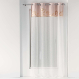 Voilage a oeillets 140 x 240 cm + haut velours Mila rose Dragee