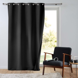 Rideau tamisant 135 x 260 cm isolant thermique Micropolar Noir