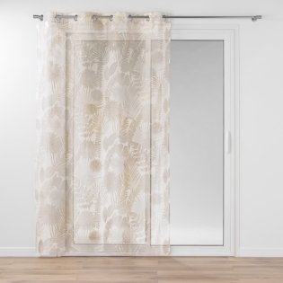Voilage a oeillets 140 x 240 cm voile sablé imprimé metallise Melisse