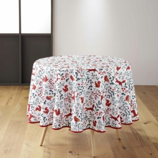 Nappe ronde (0) 180 cm polyester imprime forestine Sans