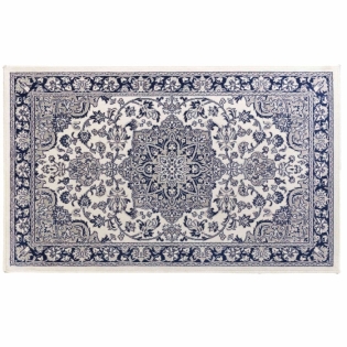 Tapis rectangle 68 x 110 cm viscose tissee cherine Bleu