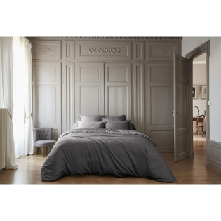 Housse de couette 240 x 220 cm bambou de satin 120 fils Salomé Anthracite