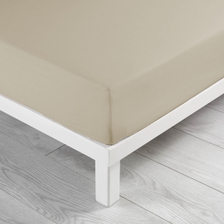 Drap housse 2 personnes 140 x 190 x 30 cm Linette coton lavé 57 fils Beige