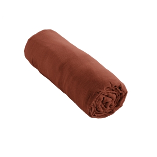 Drap Housse Double Gaze de Coton Terracotta – 90 x 190 cm – Bonnet 30 cm