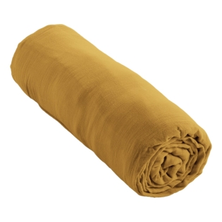 Drap Housse Double Gaze de Coton Safran – 180 x 200 cm – Bonnet 30 cm