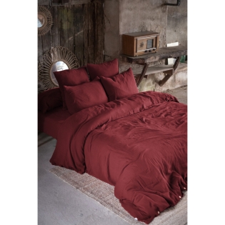 Housse de couette double gaze de coton luxe  240 x 220 cm Gaia Bordeaux