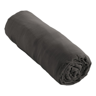 Drap Housse Double Gaze de Coton Anthracite – 180 x 200 cm – Bonnet 30 cm