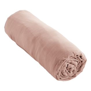 Drap Housse Double Gaze de Coton Rose  – 90 x 190 cm – Bonnet 30 cm