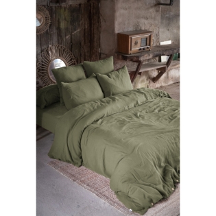 Housse de couette double gaze de coton luxe  240 x 220 cm Gaia Romarin