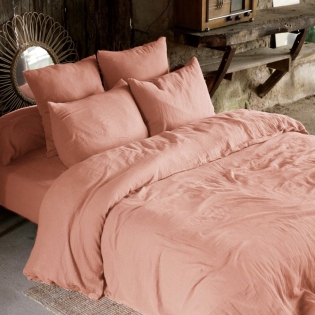 Housse de couette gaze de coton Luxe 240 x 220 cm Rose pêche