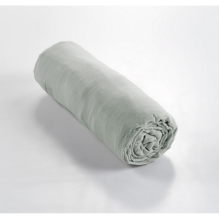 Drap Housse Double Gaze de Coton Vert d'eau– 160 x 200 cm – Bonnet 30 cm