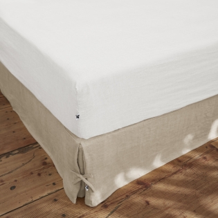 Drap Housse en Lin Lavé Soline – 160x200 cm – Blanc