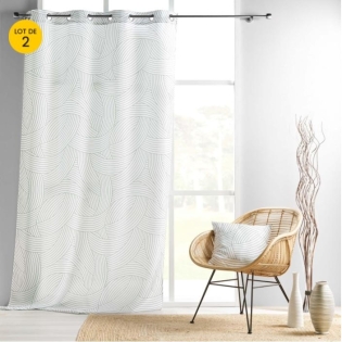 KLot de 2 Rideaux a oeillets 140 x 260 cm polyester imprimé Linea