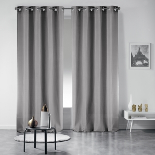 Lot de 2 rideaux occultant a oeillets 135 x 240 cm uni Gris perle
