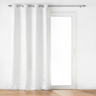 Rideau à Oeillets (140 x 260 cm) ECLAT Blanc, Occultant Imprimé Métallisé