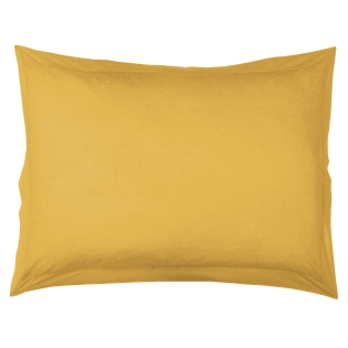 Taie d'oreiller volant plat 50 x 70 cm uni 57 fils lina  + point bourdon Miel