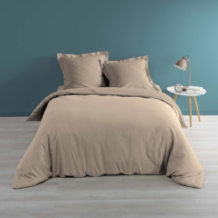Housse de couette 2 personnes 240 x 220 cm percale uni 78 fils percaline Naturel