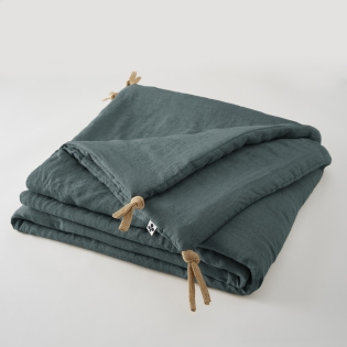 Bout de Lit 90 x 200 cm en Lin Lavé Soline Gris Foncé – Élégance et Confort Naturel